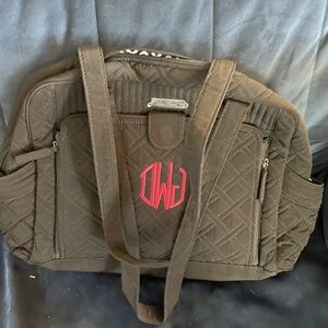 Black Vera Bradley Diaper Bag with Monogram DWJ